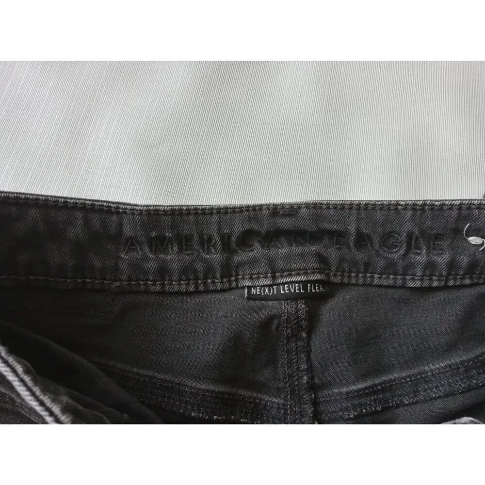 American Eagle Charcoal Wash Skinny Leg Distressed Denim Jeans Men's Size 30X32